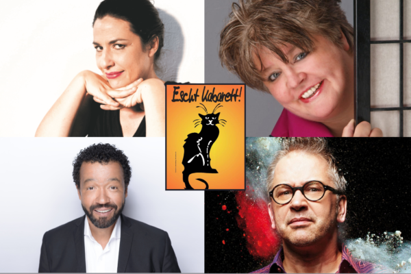 portraits der vier Kabarettist*innen Eva Eiselt, Ingrid Kühne, Marius Jung, Robert Griess